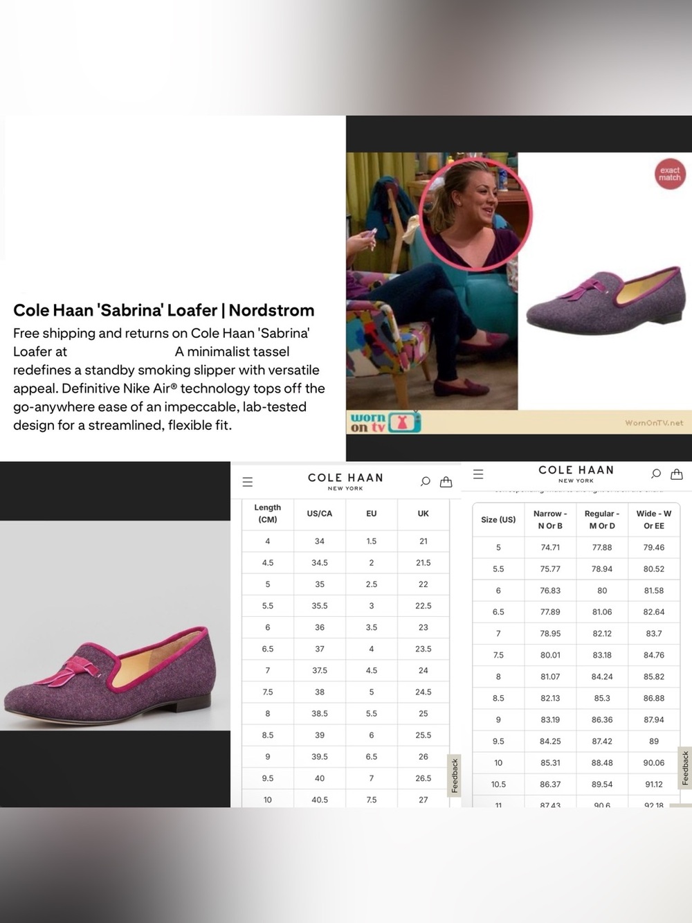 Cole Haan Sabrina Purple Wool Tassel Loafers with Pink Trim 10AA Preppy Quirky - Picture 16 of 16